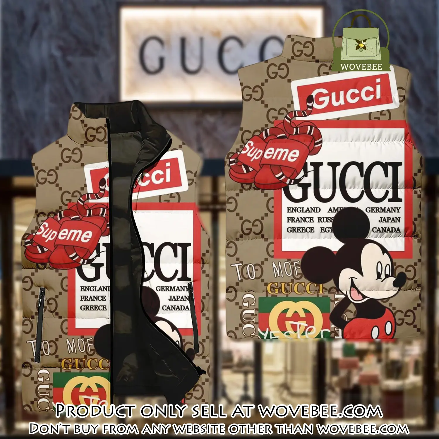 Gucci supreme mickey luxury brand 3d sleeveless down jacket wvb1059997